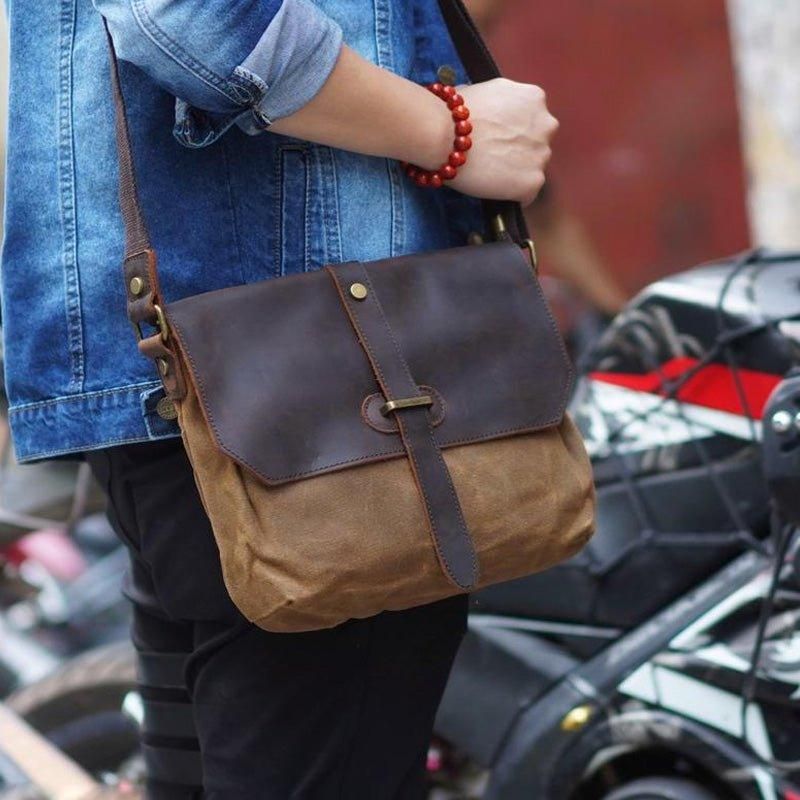Crossbody Canvas Messenger Bag Til Mænd