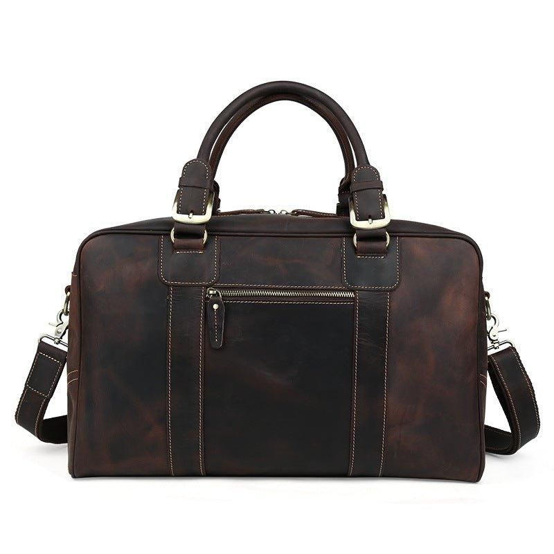 Vintage Læder Duffel Rejseweekendtaske Til Mænd